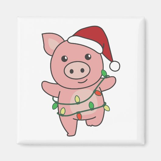 Weihnachtswintertiere Schwein Magnet (Vorne)