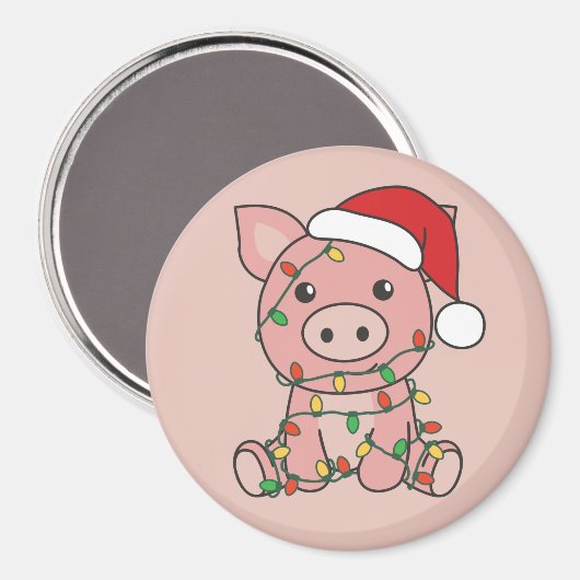 Weihnachtswintertiere Schwein Magnet (Vorderseite/Rückseite)
