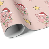 Weihnachtswintertiere Schwein Wrapping Paper Geschenkpapier (Rolleneckpunkt)