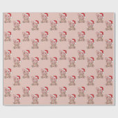 Weihnachtswintertiere Schwein Wrapping Paper Geschenkpapier (Flach)