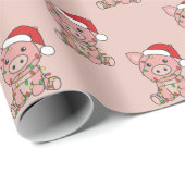 Weihnachtswintertiere Schwein Wrapping Paper Geschenkpapier (Rolleneckpunkt)