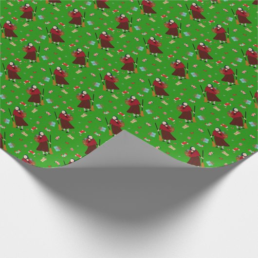 Weihnachtswitz Befana Geschenkpapier (Ecke)