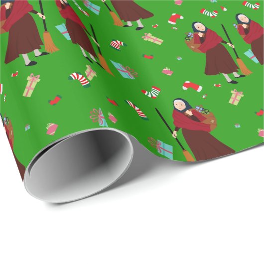 Weihnachtswitz Befana Geschenkpapier (Rolleneckpunkt)