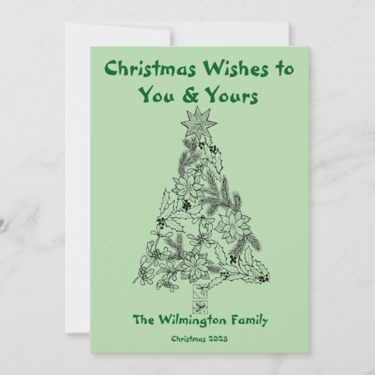 Weihnachtswohnung in grünem Baum Karte (Vorderseite)