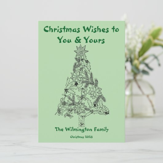 Weihnachtswohnung in grünem Baum Karte (Stehend Vorderseite)