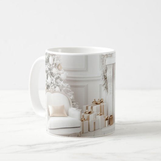 Weihnachtswohnzimmer Keramik Tasse (Vorderseite Links)