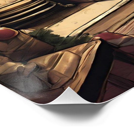 Weihnachtswohnzimmer mit Christbaum Poster (Ecke)