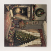 Weihnachtswohnzimmer mit Christbaum Puzzle (Horizontal)