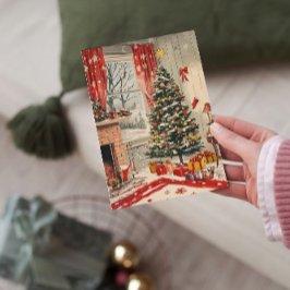 Weihnachtswohnzimmer mit festlicher Zuhause Feiertagskarte