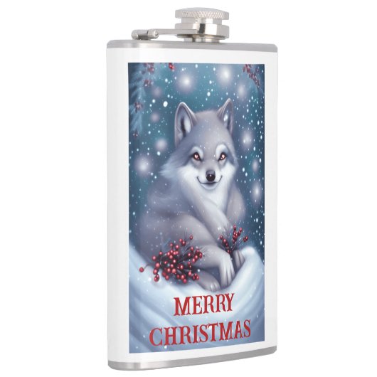 Weihnachtswolf - Flasche Flachmann (Rechts)