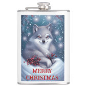 Weihnachtswolf - Flasche Flachmann (Vorderseite)