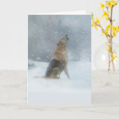 Weihnachtswolf im Schnee Karte (Gelbe Blume)