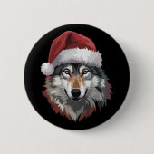 Weihnachtswolf Lustiges Weihnachtsgeschenk Tierlie Button (Vorderseite)