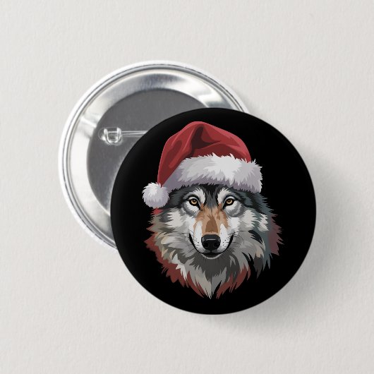 Weihnachtswolf Lustiges Weihnachtsgeschenk Tierlie Button (Vorne & Hinten)