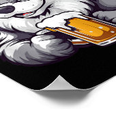 Weihnachtswolf mit Bier-Comic Poster (Ecke)