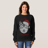 Weihnachtswolf mit Weihnachtsmannmütze Sweatshirt (Vorne ganz)
