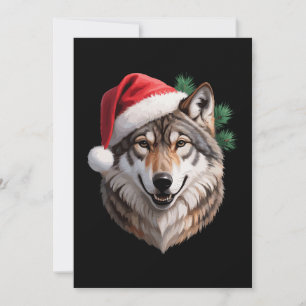 Weihnachtswolf Santa Hut Tannen Zweige Urlaub Einladung