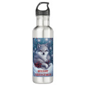 Weihnachtswolf - Wasserflasche Edelstahlflasche (Vorderseite)