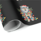 Weihnachtswolf Weihnachtsmannmütze Xmas Lights Tie Geschenkpapier (Rolleneckpunkt)