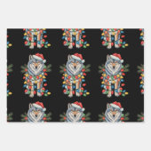 Weihnachtswolf Weihnachtsmannmütze Xmas Lights Tie Geschenkpapier Set (Vorderseite)