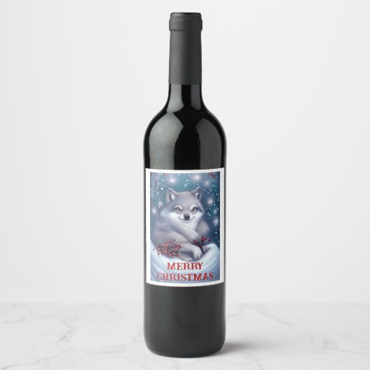 Weihnachtswolf - Wein Etikett (Vorderseite)