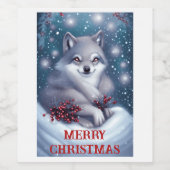 Weihnachtswolf - Weinetikett (Einzelnes Label)