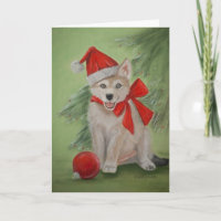 Weihnachtswolf-Welpen-Gruß-Karte