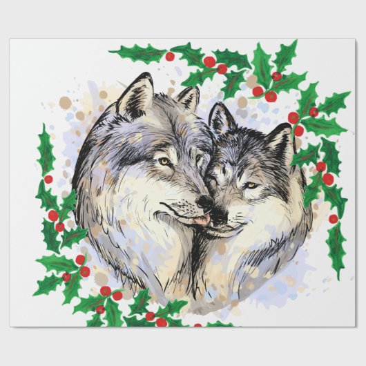 Weihnachtswölfe Geschenkpapier (Flach)