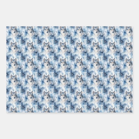 Weihnachtswolfmuster Geschenkpapier Set (Vorderseite 2)