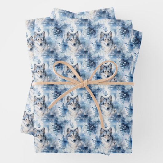 Weihnachtswolfmuster Geschenkpapier Set (Beispiel)
