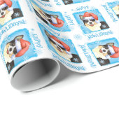 Weihnachtswolljacken-WaliserCorgi Geschenkpapier (Rolleneckpunkt)