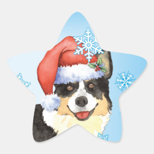 Weihnachtswolljacken-WaliserCorgi Stern-Aufkleber