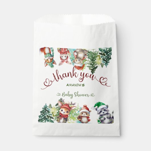 Weihnachtswoodland Santa Animals Kinderdusche Geschenktütchen (Vorderseite)