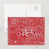 Weihnachtswort-Collage Feiertagspostkarte (Vorne/Hinten)
