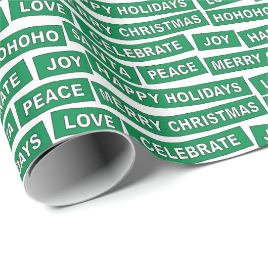 Weihnachtsworte Grünbuch und Weißbuch Geschenkpapier (Rolleneckpunkt)