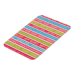 Weihnachtsworte in bunten Linien Magnet