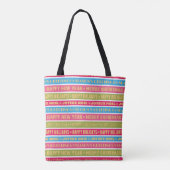 Weihnachtsworte in bunten Linien Tasche (Rückseite)