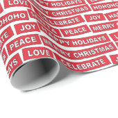 Weihnachtsworte Rot und Weißes Umschlagpapier Geschenkpapier (Rolleneckpunkt)