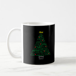 Weihnachtswörter Baum - Schwarzer Becher Kaffeetasse