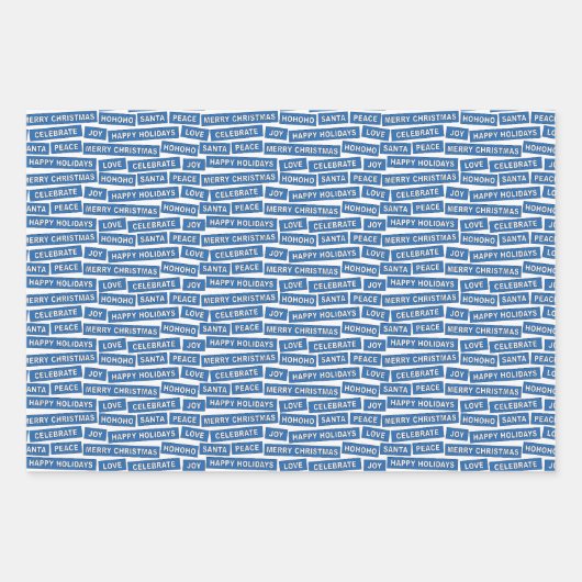 Weihnachtswörter Blue Wrapping Paper Sheets Geschenkpapier Set (Vorderseite 3)
