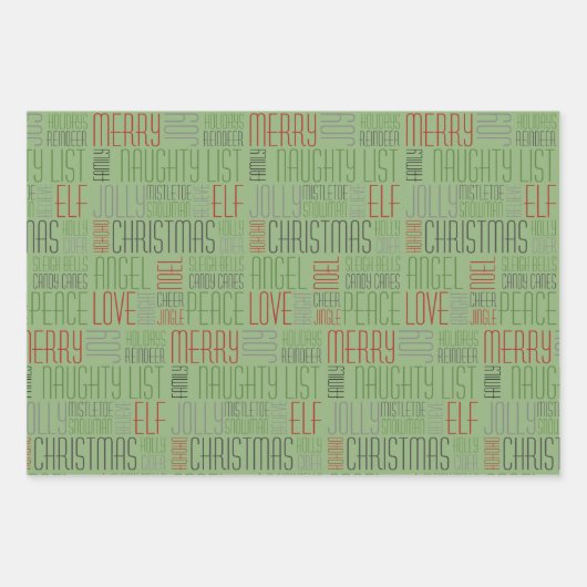 Weihnachtswörter Geschenkpapier Set (Vorderseite 2)