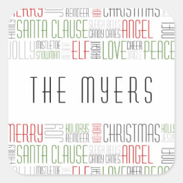 Weihnachtswörter - Holidayzfordayz Quadratischer Aufkleber