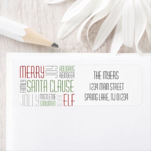 Weihnachtswörter Rückgabe-Etikett - Holidayzforday (Insitu)