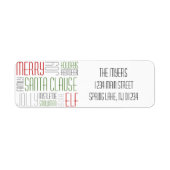 Weihnachtswörter Rückgabe-Etikett - Holidayzforday (Vorne)