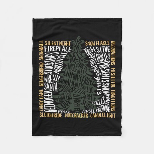 Weihnachtswörter Tree Einzigartiges Urlaubsdesign Fleecedecke (Vorderseite)