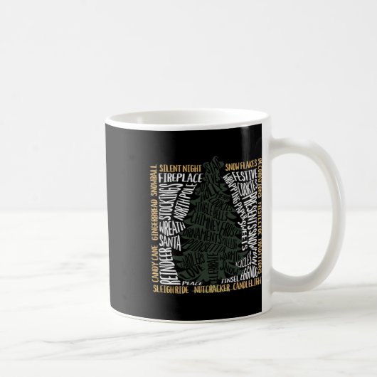 Weihnachtswörter Tree Einzigartiges Urlaubsdesign Kaffeetasse (Rechts)