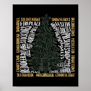 Weihnachtswörter Tree Einzigartiges Urlaubsdesign Poster