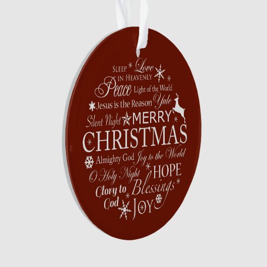 Weihnachtswörter Typografie Ornament (Vorderseite)