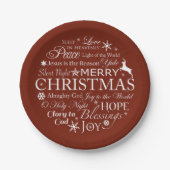 Weihnachtswörter Typografie Pappteller (Vorderseite)
