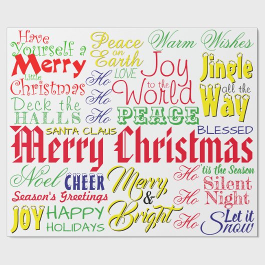 Weihnachtswortkunst Geschenkpapier (Flach)